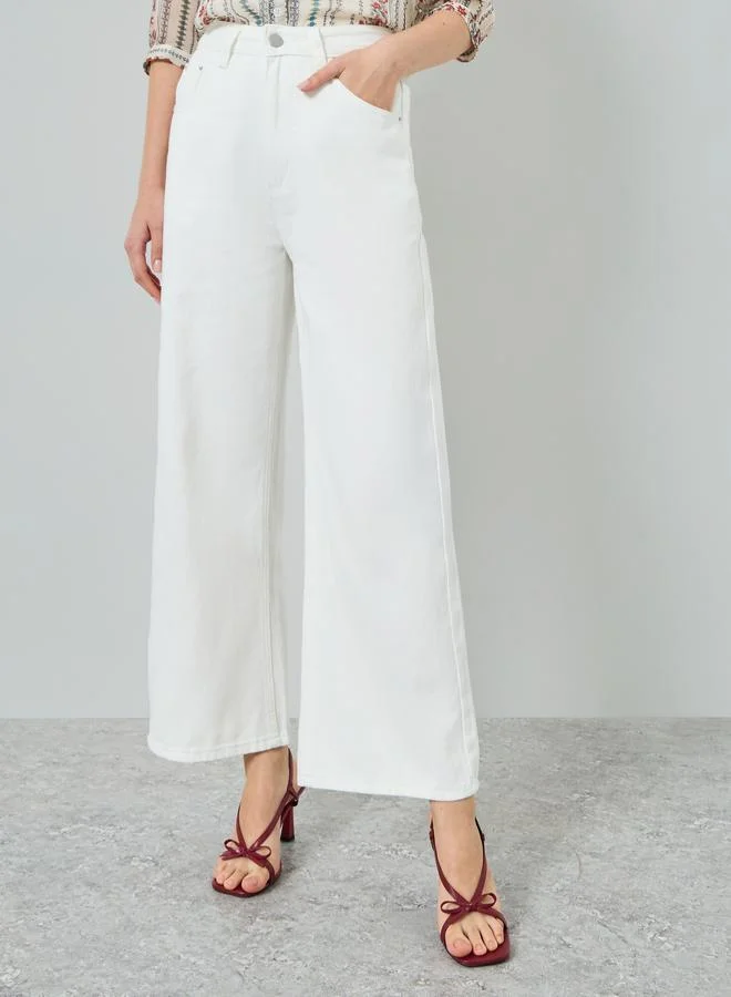 Styli Women Off-White High-Rise Straight Leg Jeans